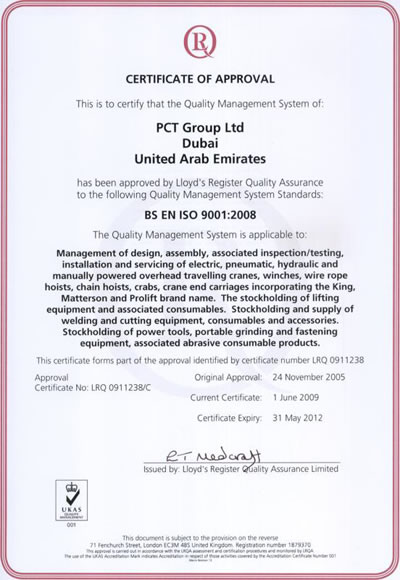 Certificate of Approval: BS EN ISO 9001:2008